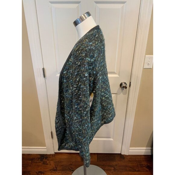 Moth Anthopologie Green Keavy Jacquard Chunky Knit Cardigan W/ Pockets, Size Med - Picture 4 of 6